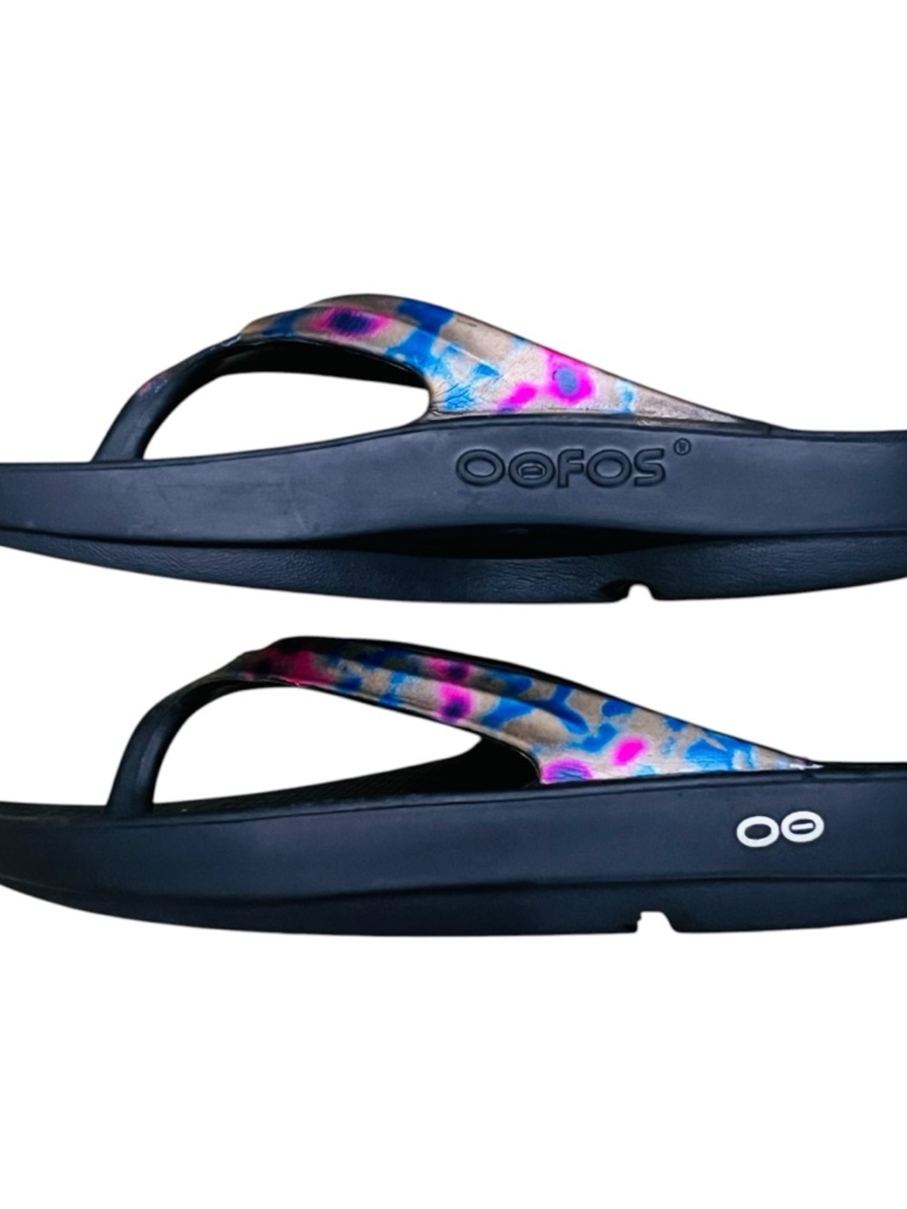 OOFOS Women's OOlala Recovery Flip Flop Sandal Limited Black Canyon Print Sz 9 - Picture 4 of 9